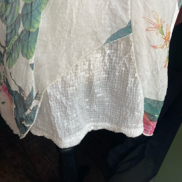 Women's Viola Borghi Floral Sheer Print Sleeveless Top White Size Large - Picture 9 of 13